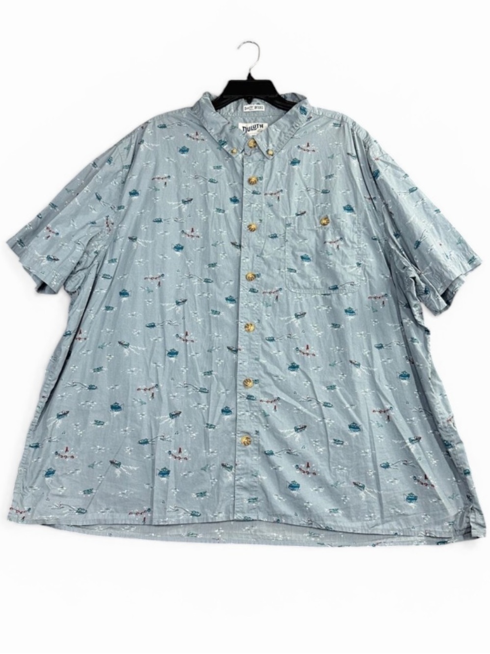 Duluth Untucked‎ Men XL Tall Relaxed Fit Button Down Shirt Fishing Boat Nautical